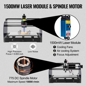 เราเตอร์ CNC 3018โปรพร้อมเลเซอร์15W เครื่องแกะสลัก3แกนเครื่อง CNC เครื่องแกะสลักเลเซอร์สำหรับแกะสลักอย่างแม่นยำ - Product Image 3