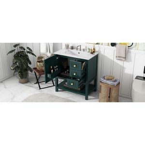 Mobile Bagno Stile Transizionale da 30 Pollici con Lavabo in Ceramica, Include Tutti i Componenti Necessari per un Bagno Completo - Product Image 5