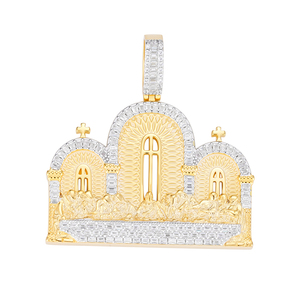 Pendentif en argent 925 avec diamant de laboratoire, motif bâtiment religieux, collier avec breloque architecture religieuse sertie de diamants, cadeau pour homme - Product Image 6