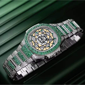 Reloj Cronógrafo RAMDUT IMPEX con Logotipo Personalizado, Lujoso, Simple, con Incrustaciones de Diamantes, Fecha Automática, Bisel de Diamantes, Esfera de Cristal, 46 mm, Acero Inoxidable, Cuarzo - Product Image 1