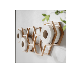 Porte-papier toilette en bois, forme hexagonale, support mural très demandé, porte-rouleau de papier toilette - Product Image 1