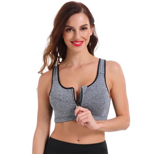 Sujetador deportivo de alto soporte con cremallera frontal para mujer, espalda cruzada, transpirable, top de fitness - Product Image 2