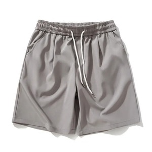 Men's <b>Black</b> Quick Dry Drawstring Bermuda Shorts Solid Color Polyester Casual Sport Shorts Mid Waist Plain Dyed Woven Fabric - Product Image 5