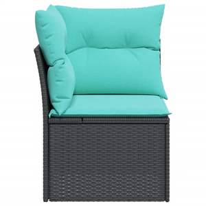 Canapé de jardin compact en rotin PE noir et acier thermolaqué avec mobilier d'extérieur durable en polyester - Product Image 5