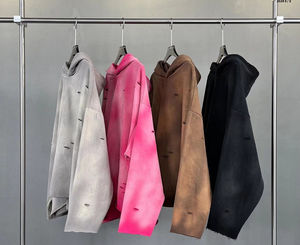 Sudadera con Capucha Oversize para Hombre, Color Sólido, Felpa Francesa, Algodón, Manga Regular, Tejido Lavado, Ropa de Otoño - Product Image 6