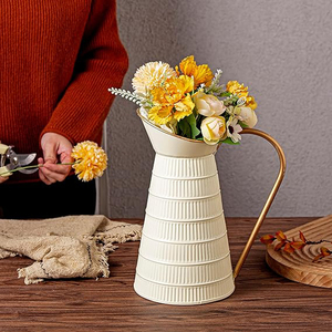 <b>White</b> Metal Pitcher Planter Farmhouse Galvanized Flower Vase Rustic Decorative Milk <b>Jug</b> Planters - Product Image 5