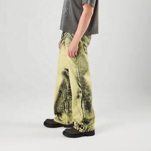 Vaqueros de hombre vintage de estilo urbano, azul oscuro, sin elasticidad, holgados, modernos, lisos, de punto, de verano, con cremalleras, de pierna recta, forrados de forro polar, de secado rápido - Product Image 3