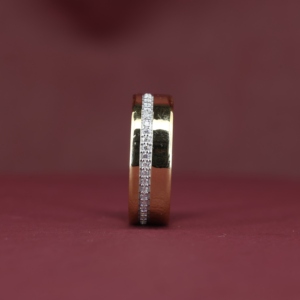 925 Sterling Silver 14K Gold Plated Rose Gold Plated Engagement Hiphop Pave Moissanite Middle Line <b>Large</b> Wide Band <b>Ring</b> - Product Image 6