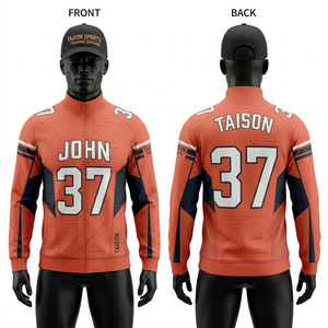 Chaqueta de Entrenamiento de Fútbol Americano para Hombre, 300 GSM, Poliéster Interlock, Paneles de Manga Morados y Dorados, Impresión Personalizada en Tela Tackle Twill - Product Image 4