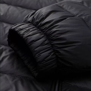 Unisex Thick Hooded Waterproof Olive <b>Green</b> Puffer Jacket Navy Shoulder Panels Quilted Zip Front Warm Winter Casual Outerwear - Product Image 4