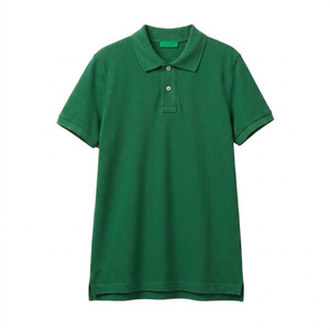 Polo de Manga Corta Verde para Hombre, Algodón Piqué, Color Sólido, Transpirable, Corte Regular, para Golf - Product Image 1