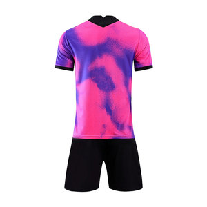 Men's Soccer Jersey Set Gradient <b>Pink</b> Purple V-Neck Short Sleeve Quick Dry Polyester Sportswear Uniform Adult All Seasons - Product Image 3