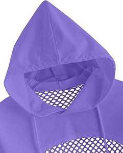 Ourlet brut épaule tombante 52% Airlume peigné et anneau filé coton 48% Poly polaire décontracté femmes recadrée polaire sweats à capuche - Product Image 4