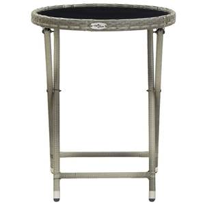 Table à thé en poly rotin et verre trempé gris de 23.6 pouces Meubles de patio durables - Product Image 3
