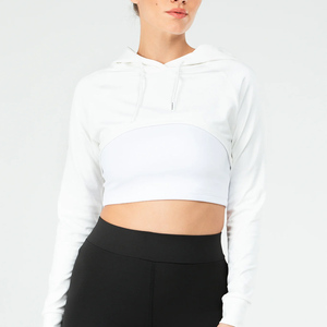 Sweat à capuche court pour femme, hiver, manches longues, décontracté, usage quotidien, coupe oversize, option logo frontal, 100% coton - Product Image 1