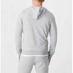 Survêtement gris personnalisé pour homme, pantalon de jogging à poignets élastiques, poches zippées, pantalon de sport respirant en coton pour la gym et le fitness - Product Image 6