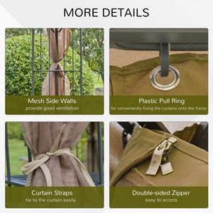 Gazebo da Giardino Moderno 10x10 in Acciaio con Tettoia Marrone Impermeabile, Tende in Rete di Ferro e Ripiani per Arredamento Esterno - Product Image 6