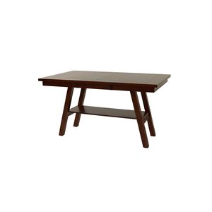 Tavolo da Pranzo Rettangolare con Ripiano, Altezza Bancone, Finitura Noce Scuro, Legno di Gomma - Arredamento per Sala da Pranzo - Product Image 2