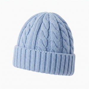 Bonnet d'hiver personnalisé unisexe en tricot épais bleu, en laine et acrylique, chaud et doux, idéal pour le ski et les activités de plein air - Product Image 4
