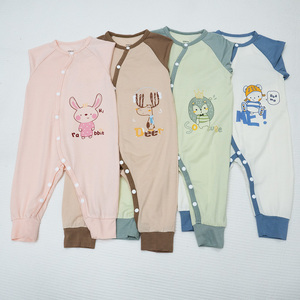 ALB02 Ensemble de vêtements pour enfants mignons et amusants, col rond unisexe, un bouton, manches longues, tissu tricoté aérien, modal, élasthanne, 4 saisons - Product Image 5