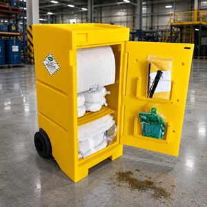 Kit anti-déversement à roulettes SABER SO100-SK/WC jaune avec tampons absorbants pour la sécurité industrielle - Product Image 4
