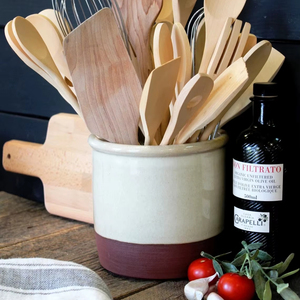 Porte-ustensiles en céramique haut de gamme, en grès émaillé bicolore, résistant aux hautes températures, organisateur de cuisine grande capacité - Product Image 4