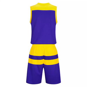 Conjunto de uniforme de baloncesto morado y amarillo, sin mangas, con cuello en V, poliéster que absorbe la humedad, unisex para adultos, para todas las estaciones - Product Image 2