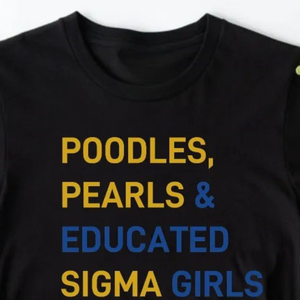 Camiseta Poodles Pearls & Educated Sigma Girls, camiseta informal de verano con gráfico de letras griegas personalizadas, color negro, manga corta, cuello redondo - Product Image 3