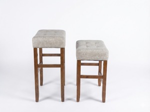 Ensemble de 2 tabourets de bar et de comptoir en cuir PU, ensemble de tabourets capitonnés en cuir PU, ensemble de tabourets rembourrés en PU avec structure en bois massif, hauteur bar et comptoir - Product Image 2