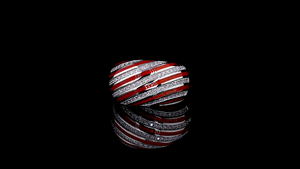 Luxury Red & White Enamel Lab Grown diamonds <b>Statement</b> <b>Ring</b> for Women – Wide Band Cocktail Jewelry - Product Image 4