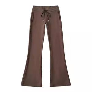 Men's <b>Black</b> Flare <b>Pants</b> Elastic Waist Drawstring Casual Lightweight Cotton Spandex Knitted Spring Wear - Product Image 5