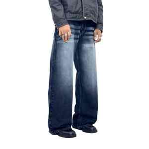 Jeans de Mezclilla Sólidos, Rectos, Oscuros, Casuales y Transpirables para Hombre, Venta al Por Mayor Directa de Fábrica, con Bordado, para Verano, Otoño e Invierno - Product Image 3