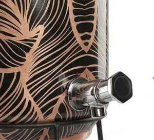 Fontaine à eau artisanale en cuivre avec couvercle en cuivre et motif feuille, distributeur d'eau pour usage domestique - Product Image 2