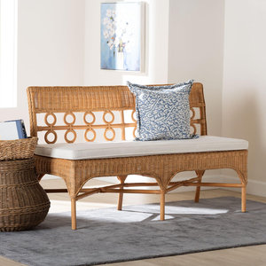 Banco de comedor Oxford Bohemian Light Honey Rattan Muebles de patio con estilo - Product Image 2