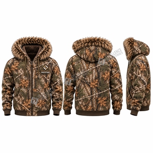 Veste de chasse camouflage pour homme, hiver, chaude, à capuche, doublure polaire douce, coupe-vent, vêtements de chasse, camping - Product Image 6
