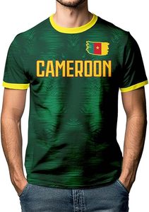 Maillot de football personnalisé du Cameroun, unisexe, manches courtes, col rond, qualité supérieure, 100 % polyester, respirant et à séchage rapide - Product Image 2