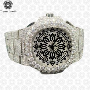Montre de luxe Charm Jewells en acier inoxydable, mouvement mécanique, cadran 40 mm, verre, bouton poussoir, fermoir caché, mode masculine, 10 bars - Product Image 4