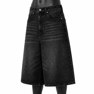 Pantalones Cortos de Mezclilla Negros Lavados Personalizados al por Mayor para Hombre, Estilo Ancho y Holgado, Ropa Urbana, Fabricante OEM ODM - Product Image 3