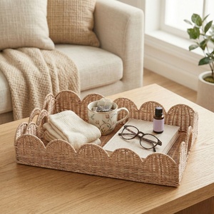 Bandeja de Almacenamiento de Mimbre y Ratán, Bandeja Decorativa de Mimbre Natural, Tamaño y Color Personalizados para el Hogar y Hostelería, Venta al por Mayor - Product Image 1