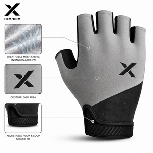 ถุงมือปั่นจักรยาน X Safety Ride สีเทา-ดำ ระบายอากาศได้ดี ถักทออย่างประณีต สำหรับฤดูร้อน ดีไซน์สำหรับผู้ใหญ่ ผลิตจากไมโครไฟเบอร์ รองรับการสัมผัสหน้าจอ - Product Image 2