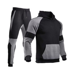 Ensemble de survêtement deux pièces personnalisé pour homme en coton/polyester respirant, motif uni, poids lourd, prix de gros abordable - Product Image 1