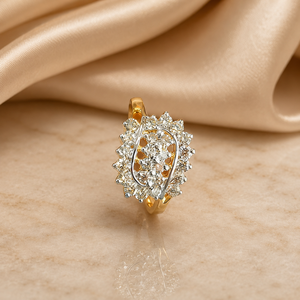 Anillo de Oro de 14K de Lujo con Diseño Ovalado y Halo de Diamantes CZ para Mujer, Joyería de Compromiso Nupcial, Proveedor Mayorista - Product Image 1