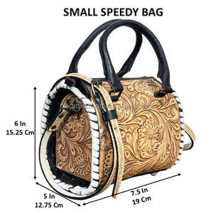 Sac à main Speedy haut de gamme pour femme en cuir de vachette fait main, sac à bandoulière de créateur style cowgirl, sac de voyage élégant pour usage quotidien - Product Image 2