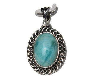 Compre colgante de piedras preciosas de Plata de Ley 925 hecho a mano, ajuste de bisel de Larimar sin tratar, colgantes y dijes de moda de cabujón ovalado - Product Image 4