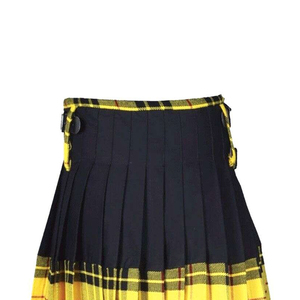Jupe plissée à carreaux pour femmes, jaune et noir, en laine, mini, taille ajustable, toutes saisons - Product Image 5