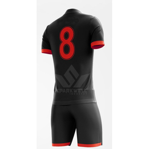 ชุดเสื้อฟุตบอลแขนสั้นสีดำสำหรับผู้เล่นทุกเพศ พร้อมกางเกงซับเหงื่อ ชุดฝึกซ้อมฟุตบอลสำหรับผู้ใหญ่ ทุกฤดูกาล แบบสวมด้านหน้า - Product Image 3