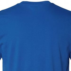 T-shirt bleu uni à col rond et manches courtes pour homme, en coton doux, décontracté, basique, léger, respirant, pour l'été, à porter au quotidien, personnalisable - Product Image 4