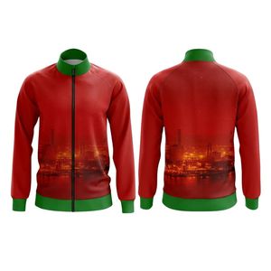 เสื้อแจ็คเก็ตสปอร์ตสีแดงเขียวตัดกัน  ผ้าโพลีเอสเตอร์ถักคุณภาพพรีเมียม น้ำหนักเบา ระบายอากาศได้ดี เหมาะสำหรับการฝึกซ้อมกีฬา  แบบมีซิป - Product Image 1