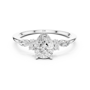 Bague en diamant taille marquise et poire en gros, montures en or 14k 18k et platine, bijoux personnalisés en pierres précieuses véritables pour femmes - Product Image 3