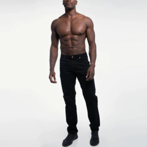 Men's <b>Black</b> Straight Fit Cotton <b>Trousers</b> Mid Waist Button Fly Flat Front Casual Summer Lightweight Breathable Pockets - Product Image 3